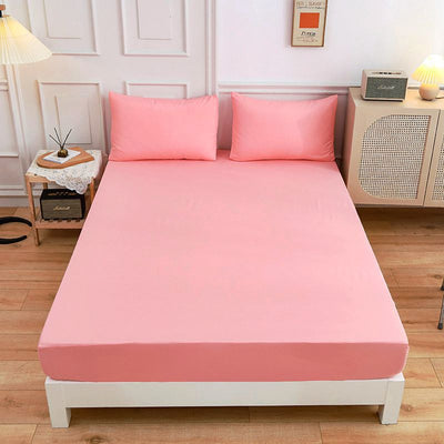 Cotton Bed Flat Sheet Fitted Sheet Pillow Case 3 Piece Set