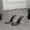 Women's High Heels With Open-Toe PVC Rhinestone Back