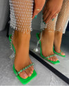 Women's High Heels With Open-Toe PVC Rhinestone Back