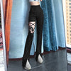 Gothic Punk Style Lace-up Leggings Hip High Waist Trousers