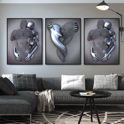 Metal Figure Statue Art Canvas Painting