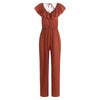 Solid Color Open Back Jumpsuit