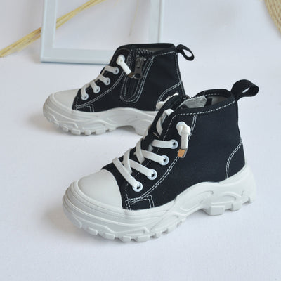 Children's Mid-high-top Zipper Canvas Shoes - Casa Loréna Store